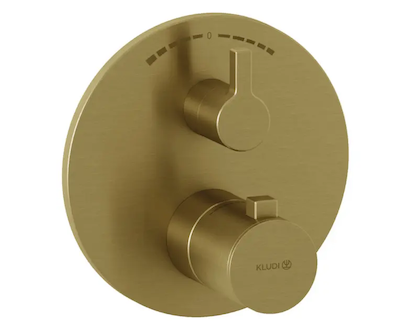 Kludi Nova Fonte - Termostatická baterie pod omítku, pro 2 spotřebiče, kartáčované zlato 20810N015