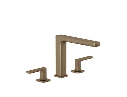 Kludi Renon - Umyvadlová baterie s výpustí Push-Open, 3-otvorová instalace, kartáčovaný bronz 42393N175