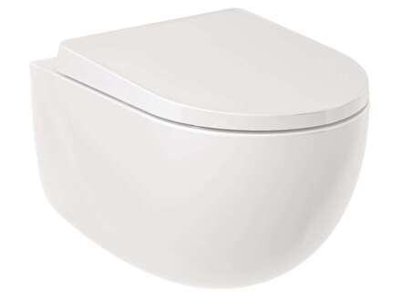 Kludi Resa D - Závěsné WC se sedátkem SoftClose, Rimless, Spiralflush, lesklá bílá 24WCSET43