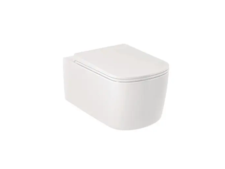 Kludi Resa S - Závěsné WC se sedátkem SoftClose, Rimless, Spiralflush, lesklá bílá 27WCSET43