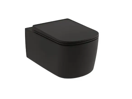 Kludi Resa S - Závěsné WC se sedátkem SoftClose, Rimless, Spiralflush, matná černá 27WCSET39