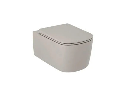 Kludi Resa S - Závěsné WC se sedátkem SoftClose, Rimless, Spiralflush, matná písečně šedá 27WCSETO2