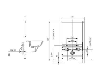 Kludi Unifix - Předstěnová instalace pro bidet, výška 82 cm 79201