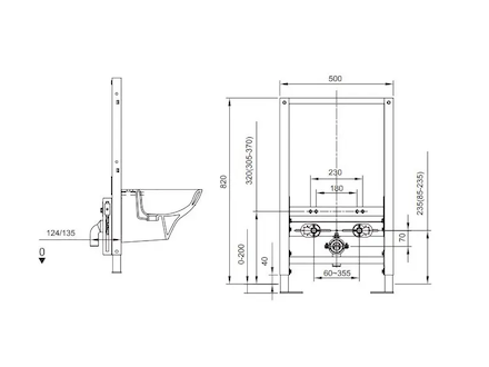 Kludi Unifix - Předstěnová instalace pro bidet, výška 82 cm 79201