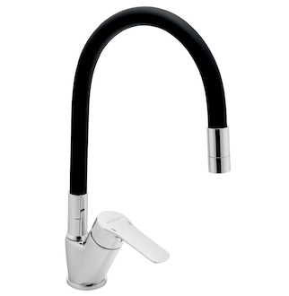 Novaservis Dřezová baterie s černým flexi ramenem Metalia 54, chrom 54014F,0C