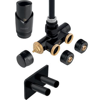 Novaservis Rohová termostatická sada se stoupací trubicí, pro jednobodové připojení koupelnového radiátoru, černá ZTT30BL