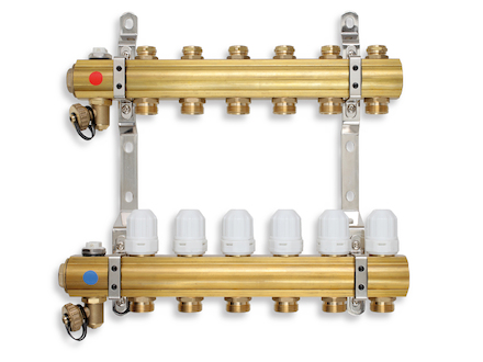 Novaservis Rozdělovač s regulačními, termost. a mech. ventily 8 okruhů RZ08S