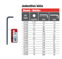 BONDHUS L.-klíč 10.0mm Ball/karta 15776