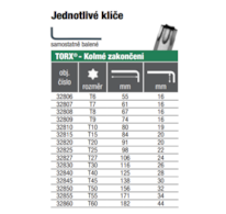 BONDHUS L-klíč T10 torx 32810