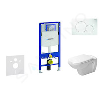 Geberit Duofix - Modul pro závěsné WC s tlačítkem Sigma01, alpská bílá + Duravit D-Code - WC a sedátko, Rimless, SoftClose 111.3
