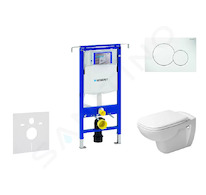 Geberit Duofix - Modul pro závěsné WC s tlačítkem Sigma01, alpská bílá + Duravit D-Code - WC a sedátko, Rimless, SoftClose 111.3
