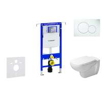 Geberit Duofix - Modul pro závěsné WC s tlačítkem Sigma01, alpská bílá + Duravit D-Code - WC a sedátko, Rimless, SoftClose 111.3