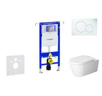 Geberit Duofix - Modul pro závěsné WC s tlačítkem Sigma01, alpská bílá + Duravit ME by Starck - WC a sedátko, Rimless, SoftClose