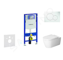 Geberit Duofix - Modul pro závěsné WC s tlačítkem Sigma01, alpská bílá + Duravit ME by Starck - WC a sedátko, Rimless, SoftClose