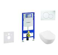 Geberit Duofix - Modul pro závěsné WC s tlačítkem Sigma01, alpská bílá + Villeroy Boch - WC a sedátko, DirectFlush, SoftClose, C