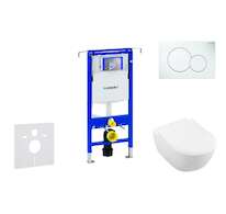 Geberit Duofix - Modul pro závěsné WC s tlačítkem Sigma01, alpská bílá + Villeroy Boch - WC a sedátko, DirectFlush, SoftClose, C