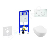Geberit Duofix - Modul pro závěsné WC s tlačítkem Sigma01, alpská bílá + Villeroy Boch - WC a sedátko, DirectFlush, SoftClose, C