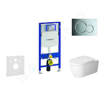 Geberit Duofix - Modul pro závěsné WC s tlačítkem Sigma01, lesklý chrom + Duravit ME by Starck - WC a sedátko, Rimless, SoftClos