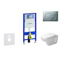 Geberit Duofix - Modul pro závěsné WC s tlačítkem Sigma01, matný chrom + Duravit D-Code - WC a sedátko, Rimless, SoftClose 111.3
