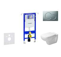 Geberit Duofix - Modul pro závěsné WC s tlačítkem Sigma01, matný chrom + Duravit D-Code - WC a sedátko, Rimless, SoftClose 111.3