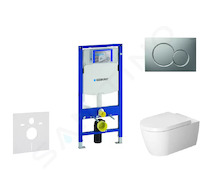 Geberit Duofix - Modul pro závěsné WC s tlačítkem Sigma01, matný chrom + Duravit ME by Starck - WC a sedátko, Rimless, SoftClose
