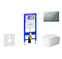 Geberit Duofix - Modul pro závěsné WC s tlačítkem Sigma01, matný chrom + Duravit ME by Starck - WC a sedátko, Rimless, SoftClose