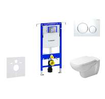 Geberit Duofix - Modul pro závěsné WC s tlačítkem Sigma20, bílá/lesklý chrom + Duravit D-Code - WC a sedátko, Rimless, SoftClose