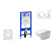 Geberit Duofix - Modul pro závěsné WC s tlačítkem Sigma20, bílá/lesklý chrom + Duravit D-Code - WC a sedátko, Rimless, SoftClose