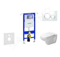 Geberit Duofix - Modul pro závěsné WC s tlačítkem Sigma20, bílá/lesklý chrom + Duravit D-Code - WC a sedátko, Rimless, SoftClose