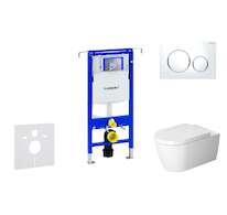 Geberit Duofix - Modul pro závěsné WC s tlačítkem Sigma20, bílá/lesklý chrom + Duravit ME by Starck - WC a sedátko, Rimless, Sof