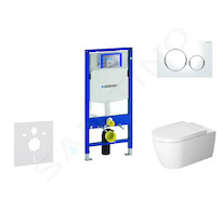 Geberit Duofix - Modul pro závěsné WC s tlačítkem Sigma20, bílá/lesklý chrom + Duravit ME by Starck - WC a sedátko, Rimless, Sof