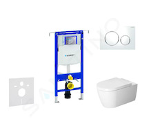 Geberit Duofix - Modul pro závěsné WC s tlačítkem Sigma20, bílá/lesklý chrom + Duravit ME by Starck - WC a sedátko, Rimless, Sof