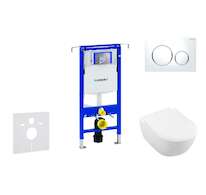 Geberit Duofix - Modul pro závěsné WC s tlačítkem Sigma20, bílá/lesklý chrom + Villeroy Boch - WC a sedátko, DirectFlush, SoftCl