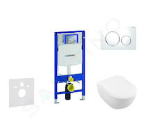 Geberit Duofix - Modul pro závěsné WC s tlačítkem Sigma20, bílá/lesklý chrom + Villeroy Boch - WC a sedátko, DirectFlush, SoftCl