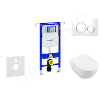 Geberit Duofix - Modul pro závěsné WC s tlačítkem Sigma20, bílá/lesklý chrom + Villeroy Boch - WC a sedátko, DirectFlush, SoftCl