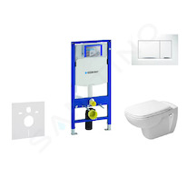 Geberit Duofix - Modul pro závěsné WC s tlačítkem Sigma30, bílá/lesklý chrom + Duravit D-Code - WC a sedátko, Rimless, SoftClose
