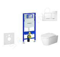 Geberit Duofix - Modul pro závěsné WC s tlačítkem Sigma30, bílá/lesklý chrom + Duravit ME by Starck - WC a sedátko, Rimless, Sof