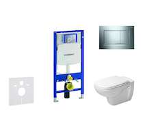 Geberit Duofix - Modul pro závěsné WC s tlačítkem Sigma30, lesklý chrom/chrom mat + Duravit D-Code - WC a sedátko, Rimless, Soft