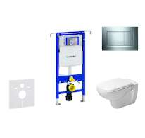 Geberit Duofix - Modul pro závěsné WC s tlačítkem Sigma30, lesklý chrom/chrom mat + Duravit D-Code - WC a sedátko, Rimless, Soft