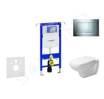 Geberit Duofix - Modul pro závěsné WC s tlačítkem Sigma30, lesklý chrom/chrom mat + Duravit D-Code - WC a sedátko, Rimless, Soft