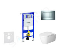Geberit Duofix - Modul pro závěsné WC s tlačítkem Sigma30, lesklý chrom/chrom mat + Duravit ME by Starck - WC a sedátko, Rimless