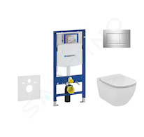 Geberit Duofix - Modul pro závěsné WC s tlačítkem Sigma30, lesklý chrom/chrom mat + Ideal Standard Tesi - WC a sedátko, Aquablad