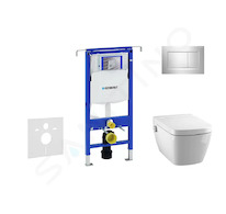 Geberit Duofix - Modul pro závěsné WC s tlačítkem Sigma30, lesklý chrom/chrom mat + Tece One - sprchovací toaleta a sedátko, Rim