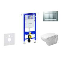 Geberit Duofix - Modul pro závěsné WC s tlačítkem Sigma30, matný chrom/chrom + Duravit D-Code - WC a sedátko, Rimless, SoftClose