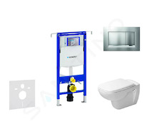Geberit Duofix - Modul pro závěsné WC s tlačítkem Sigma30, matný chrom/chrom + Duravit D-Code - WC a sedátko, Rimless, SoftClose
