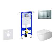 Geberit Duofix - Modul pro závěsné WC s tlačítkem Sigma30, matný chrom/chrom + Duravit ME by Starck - WC a sedátko, Rimless, Sof