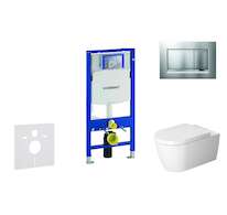 Geberit Duofix - Modul pro závěsné WC s tlačítkem Sigma30, matný chrom/chrom + Duravit ME by Starck - WC a sedátko, Rimless, Sof