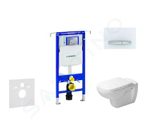 Geberit Duofix - Modul pro závěsné WC s tlačítkem Sigma50, alpská bílá + Duravit D-Code - WC a sedátko, Rimless, SoftClose 111.3