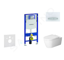 Geberit Duofix - Modul pro závěsné WC s tlačítkem Sigma50, alpská bílá + Duravit ME by Starck - WC a sedátko, Rimless, SoftClose