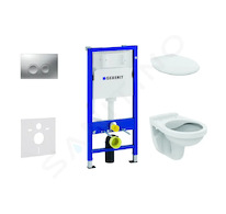 Geberit Duofix - Set předstěnové instalace, klozet Alpha se sedátkem, tlačítko Delta21, matný chrom 458.103.00.1 NR3
